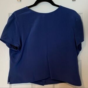 Vintage Linda Allard Ellen Tracy Blue Cropped Shirt - Buttoned back